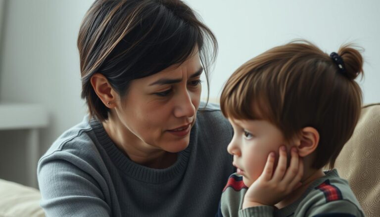 Rodzic rozmawiający z smutnym dzieckiem - 10 zdań, które niszczą dzieci