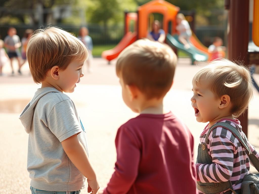 Dziecko ignorujące płaczącego kolegę, pokazujące brak empatii