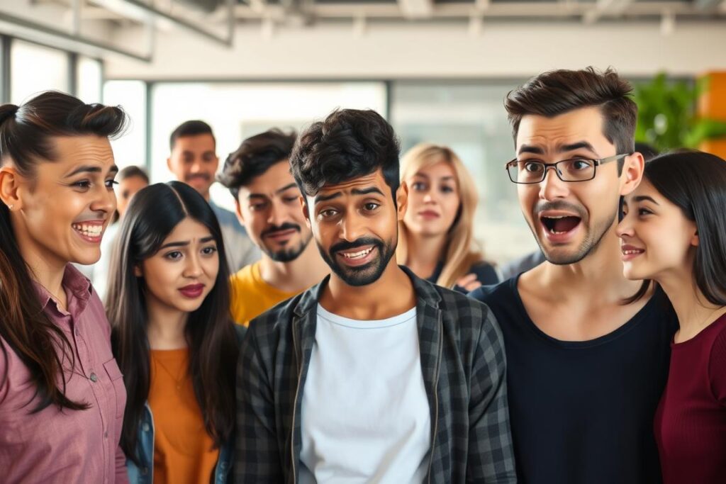 Grupa osób w różnych sytuacjach życia codziennego wyrażających różne emocje podstawowe Grupa osób w różnych sytuacjach życia codziennego wyrażających różne emocje podstawowe