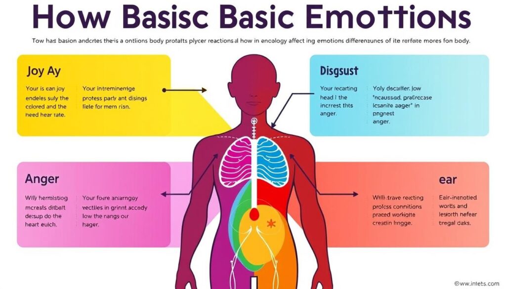 Infografika pokazująca wpływ różnych emocji na ciało człowieka Infografika pokazująca wpływ różnych emocji na ciało człowieka