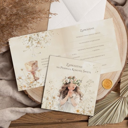 Zaproszenia na Komunię boho